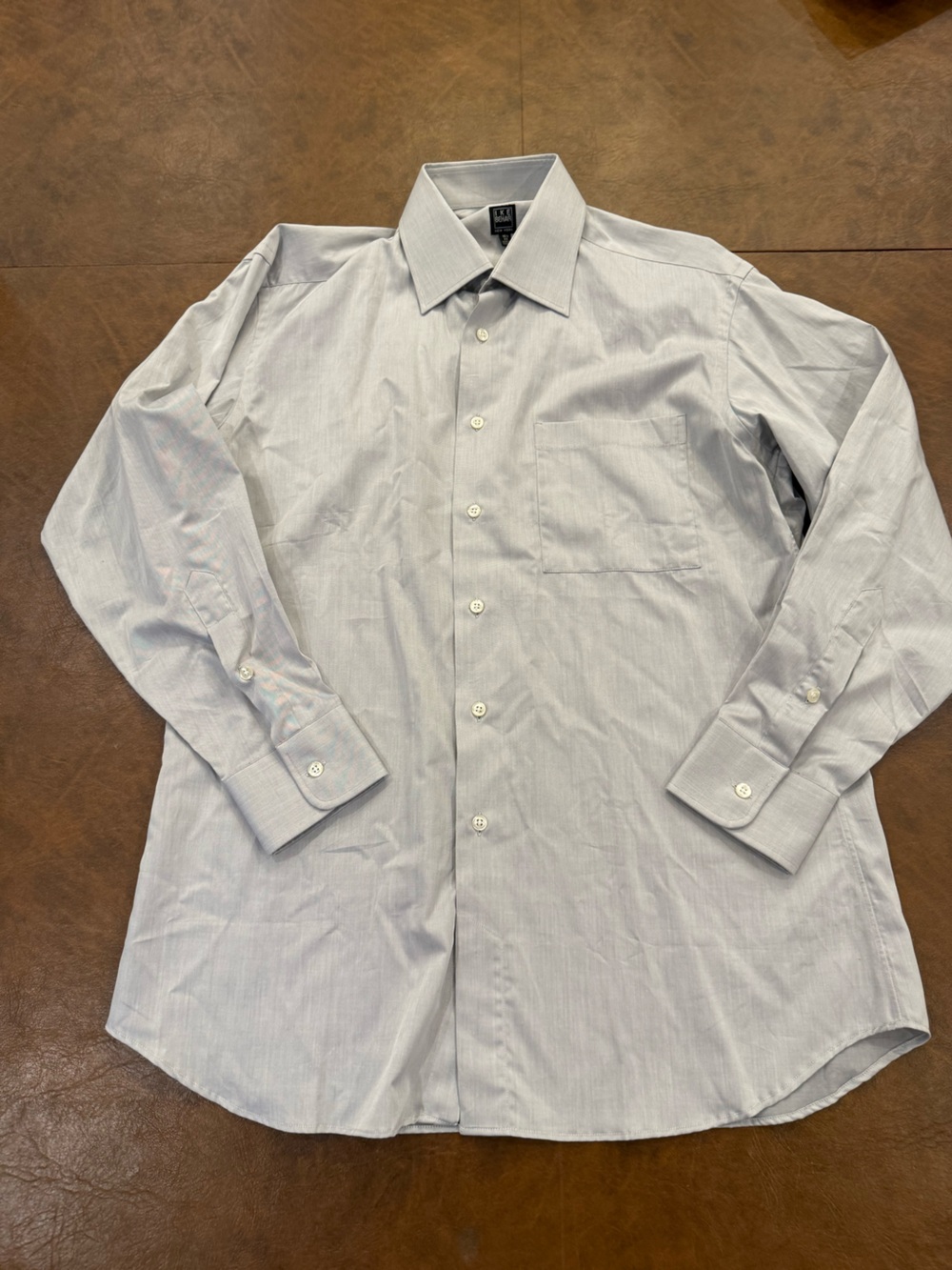 Ike Behar Button Down Men’s Gray Dress Shirt 100% Cotton Size 15½ 34/35